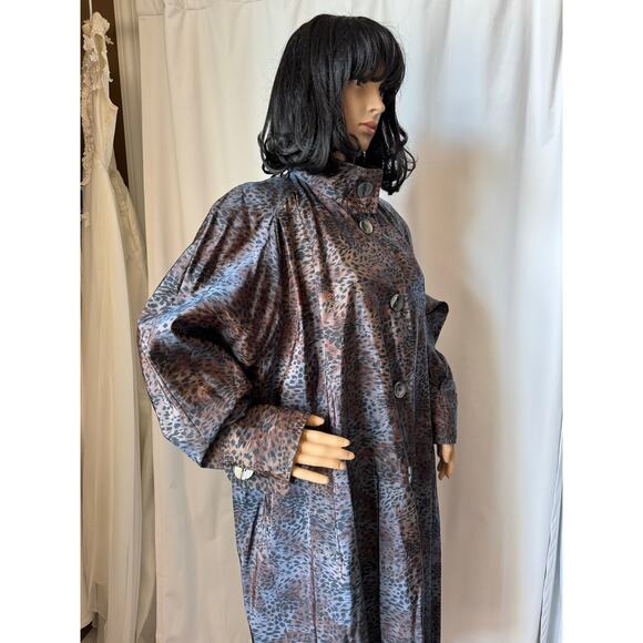 American Vtg Vision iridescent animal print wool lined trench coat XL - Picture 17 of 17